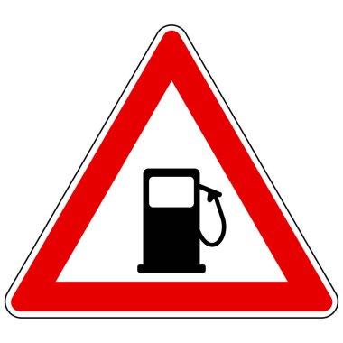 Benzin istasyonu ve dikkat levhası