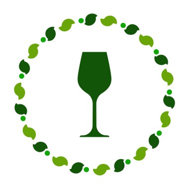 Şarap kadehi ve çelenk.