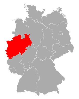 Almanya 'da Kuzey Ren-Vestfalya Haritası