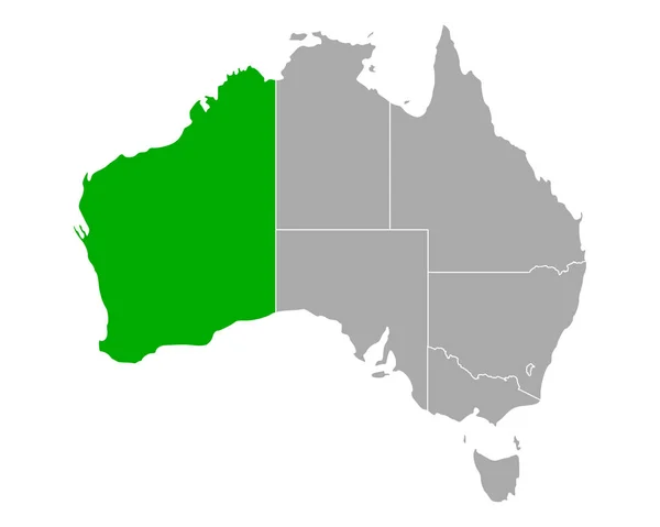 Mappa dell'Australia Occidentale in Australia — Vettoriale Stock