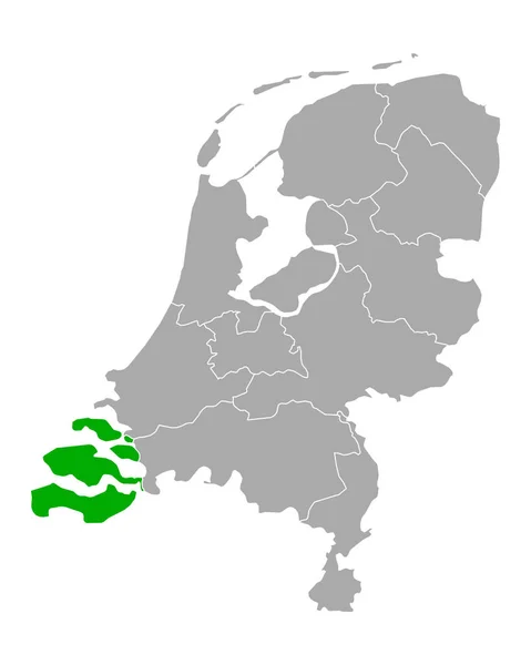 Kaart van Zeeland in Nederland — Stockvector