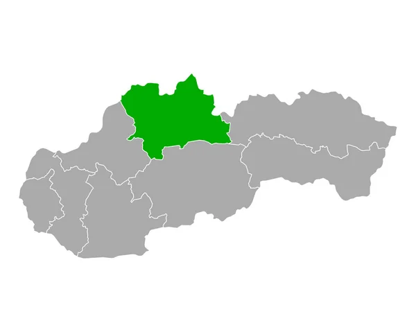 Карта Жилинского края в Словакии — стоковый вектор