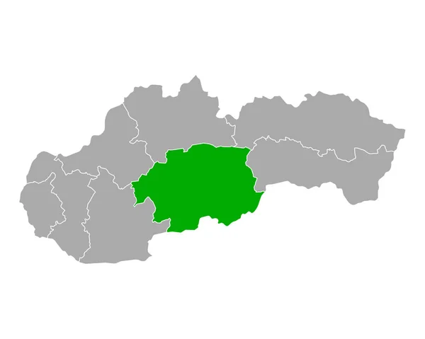 Mapa de Banskobystricky kraj em Eslováquia —  Vetores de Stock