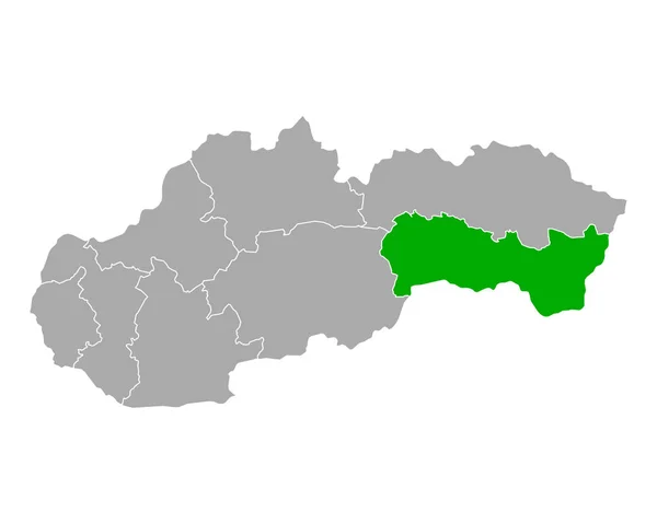 Karte von Kosicky kraj in der Slowakei — Stockvektor