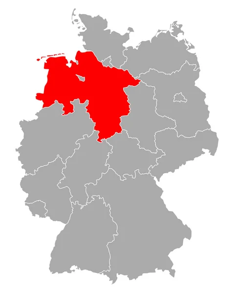 Karte von Niedersachsen in Deutschland — Stockvektor
