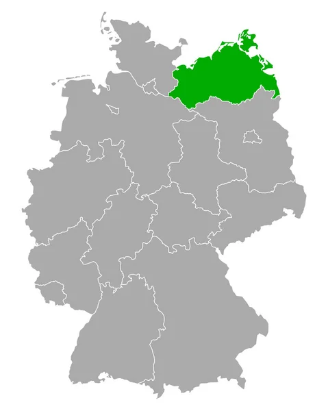 Mapa de Centros de reabilitação em Mecklenburg-Vorpommern — Vetor de Stock