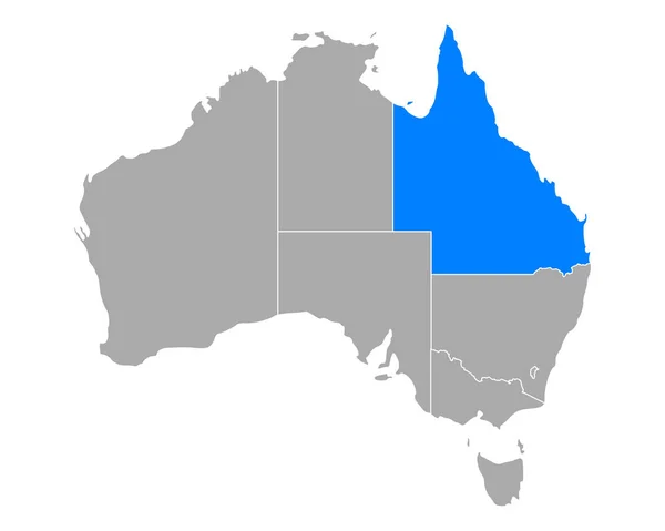 La carte de Queensland en Australie — Image vectorielle