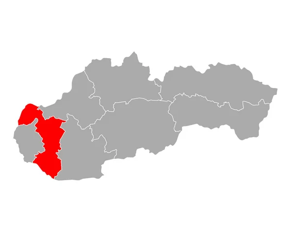 Mapa Trnawskiego kraju na Słowacji — Wektor stockowy