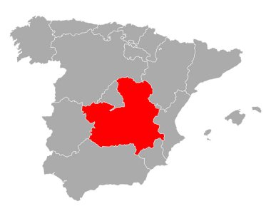 İspanya 'daki Castilla-La Mancha Haritası
