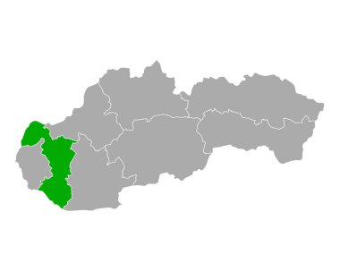 Slovakya 'daki Trnavsky Kraj Haritası