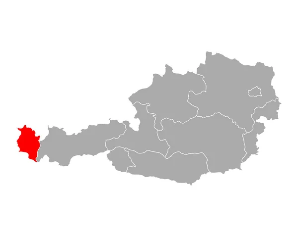 Kaart van Vorarlberg in Oostenrijk — Stockvector