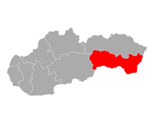 Mapa kraju Kosicky na Słowacji — Wektor stockowy