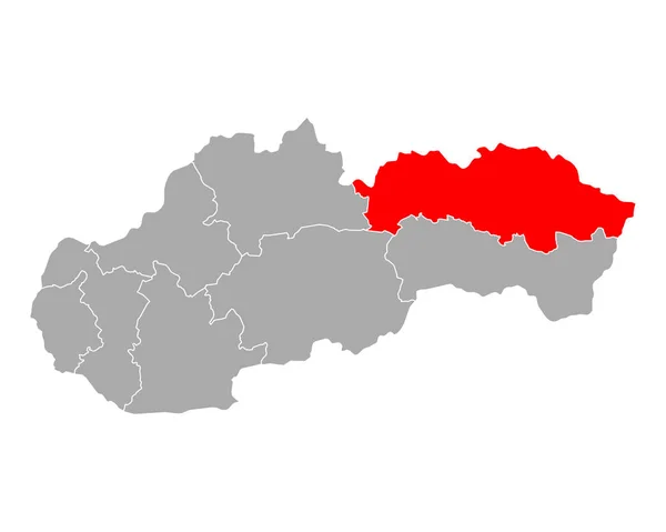 Presovsky kraj térképe Szlovákiában — Stock Vector