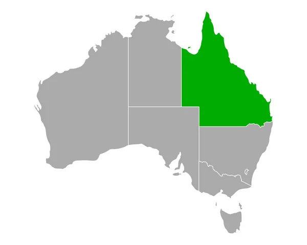 Mapa Queenslandu v Austrálii — Stockový vektor