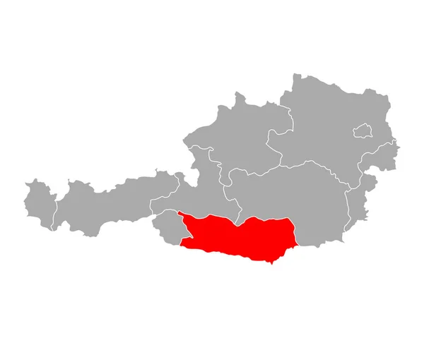 La carte de La Carinthie en Autriche — Image vectorielle