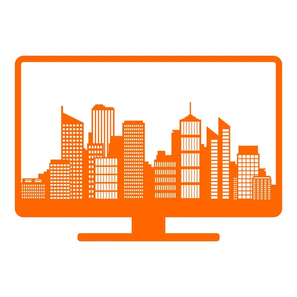都市のスカイラインと画面 — ストックベクタ