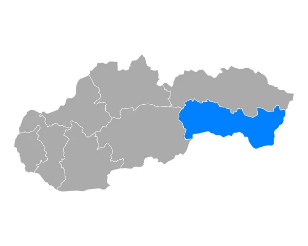 Karta över Kosicky kraj i Slovakien — Stock vektor