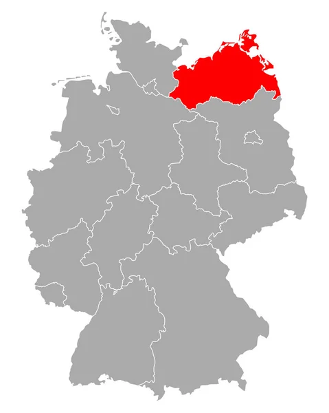 Carte de Mecklembourg-Poméranie-Occidentale en Allemagne — Image vectorielle