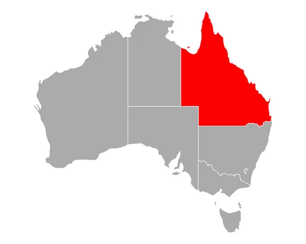 Χάρτης του Queensland στην Αυστραλία — Διανυσματικό Αρχείο