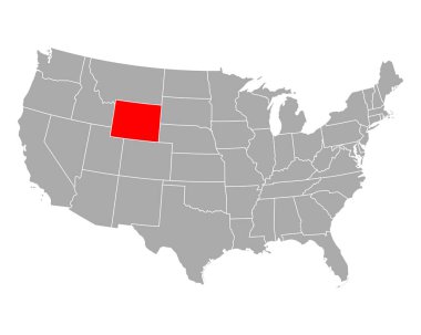 Map of Wyoming in USA