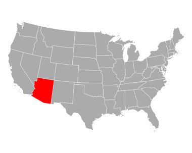 Map of Arizona in USA