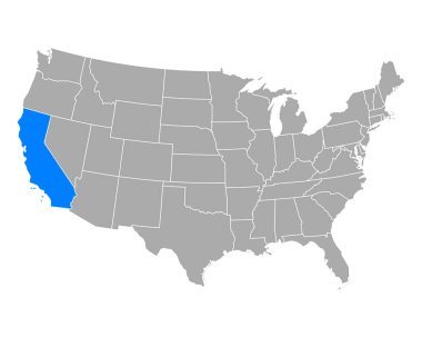 Map of California in USA