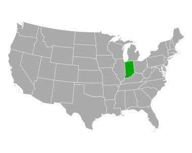 Map of Indiana in USA
