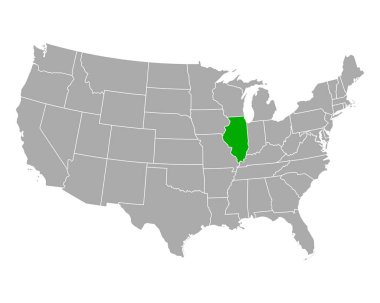 Map of Illinois in USA clipart