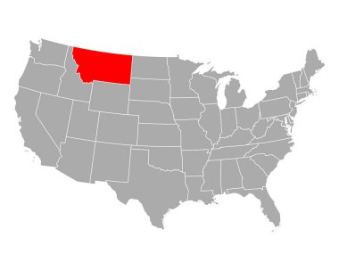Map of Montana in USA