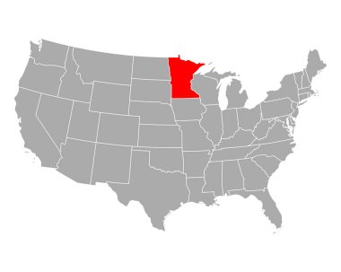 Map of Minnesota in USA