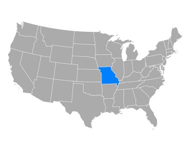 Map of Missouri in USA