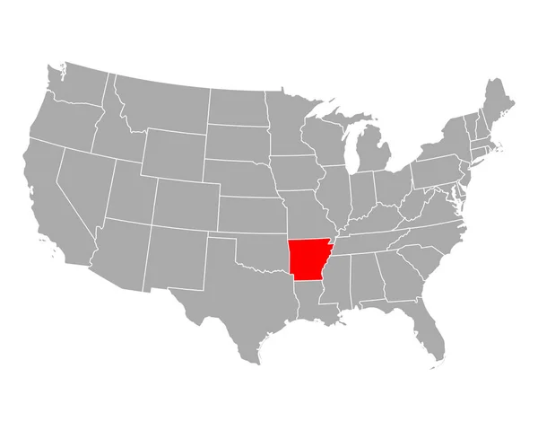 Mapa de Arkansas em Estados Unidos da América — Vetor de Stock