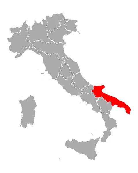 Karte von Apulien in Italien — Stockvektor