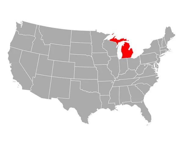 Carte du Michigan aux États-Unis — Image vectorielle