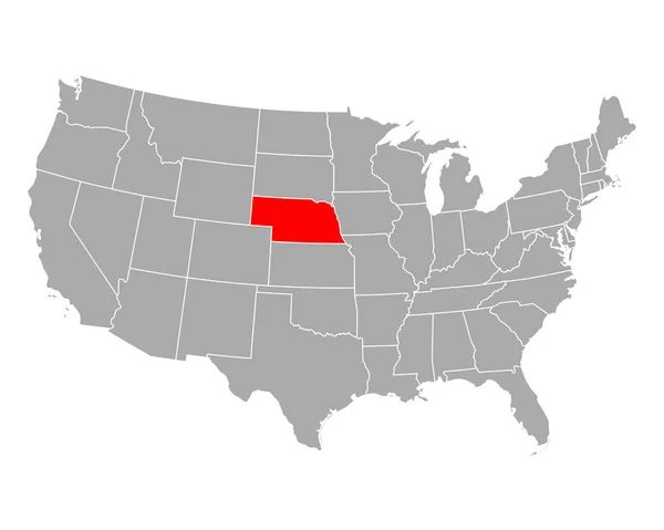 Mapa de Nebraska in USA — Vetor de Stock