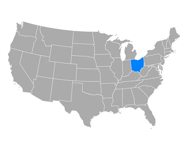 Mapa Ohia v USA — Stockový vektor