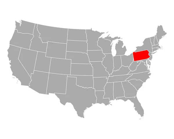 Kaart van Pennsylvania in Usa — Stockvector