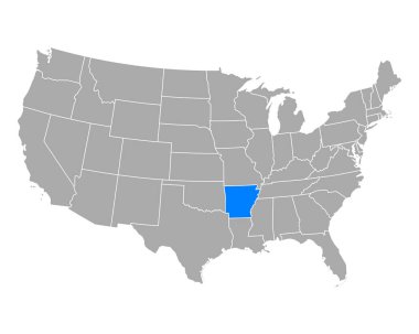 Map of Arkansas in USA