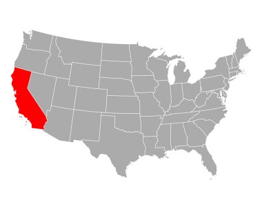Map of California in USA
