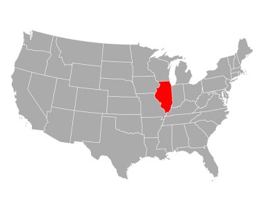 Map of Illinois in USA