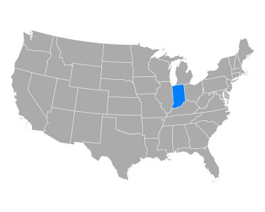 Map of Indiana in USA