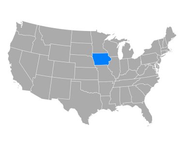 Map of Iowa in USA