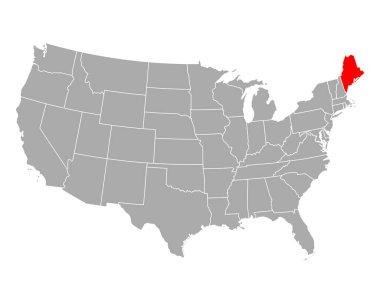 Map of Maine in USA