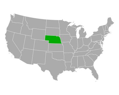 Map of Nebraska in USA