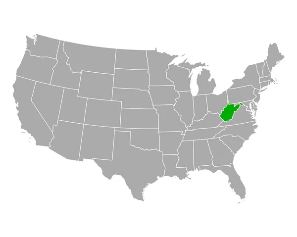 Mappa della Virginia Occidentale in USA — Vettoriale Stock