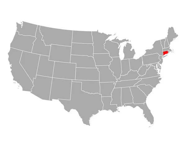 Mapa Connecticutu v USA — Stockový vektor