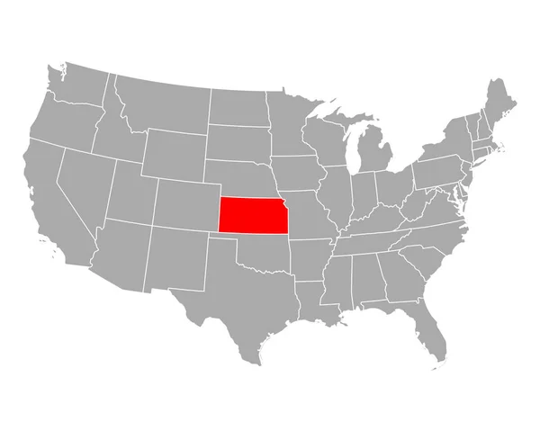 Carte du Kansas aux États-Unis — Image vectorielle