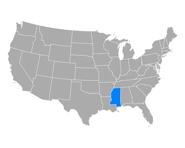 Mappa del Mississippi in USA — Vettoriale Stock