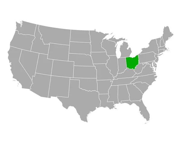 アメリカのオハイオ州地図 — ストックベクタ