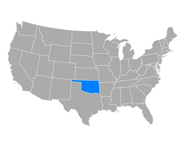Kaart van Oklahoma in Usa — Stockvector